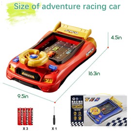 Racing Adventure Car Steering Wheel with 12 Music, Toddler Simulated Driving Racing Car Game with Reality Sound, Musical Steering Wheel Toys for Boys Girls Over 3 Years