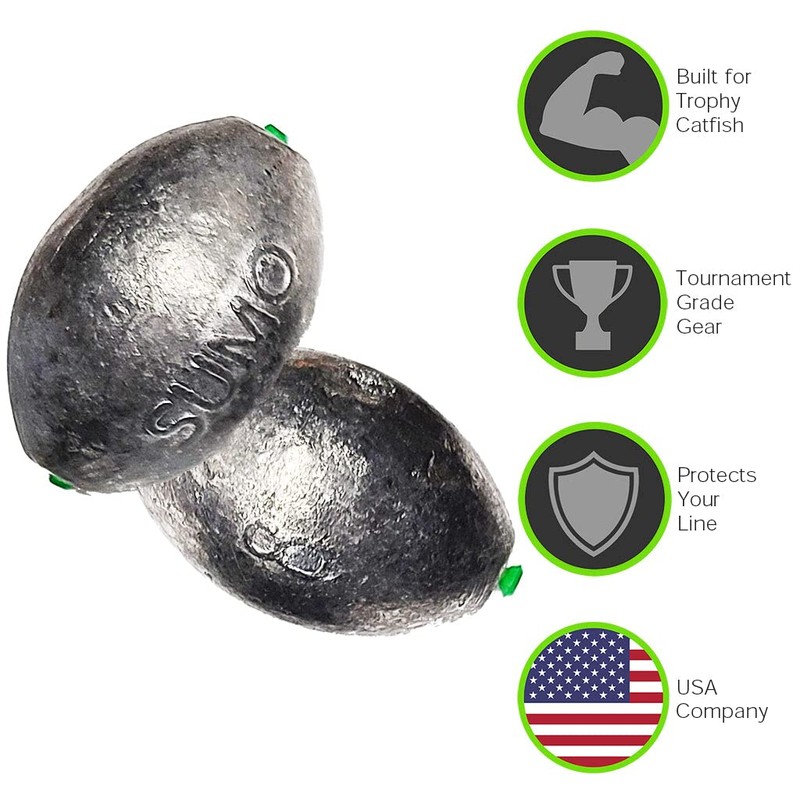 Catfish Sumo 2oz Egg Lead Sinker Weights with Line-Protecting Inserts