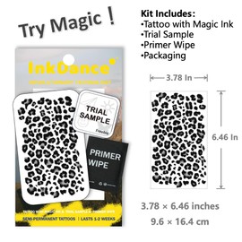 InkDance D291 Semi-Permanent Tattoos, DIY Cutable Leopard Print, Rosettes, Long-Lasting Temporary Tattoos, Waterproof Plant-Based Ink, Lasts 1-2 Weeks, Colour Development in 24 Hours
