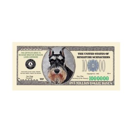 American Art Classics Mini Schnauzer Dog Million Dollar Bill - Come in Money Protector - Best Gift for Miniature Schnauzer Lovers