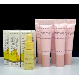 GLOW RECIPE Pineapple Bright C Serum Dark Spots Uneven Skin Watermelon Dew Drops - 10pc 5 each Pineapple-C & Watermelon Dew Drops