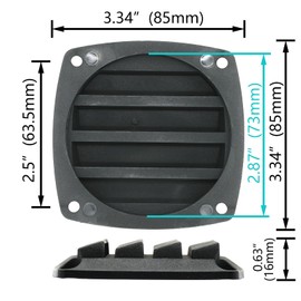 LEQMG Nylon Louvered Thru Vent,Plastic Black Flush Marine Boat Vent,Free Stainless Steel Screws(2 Pcs)