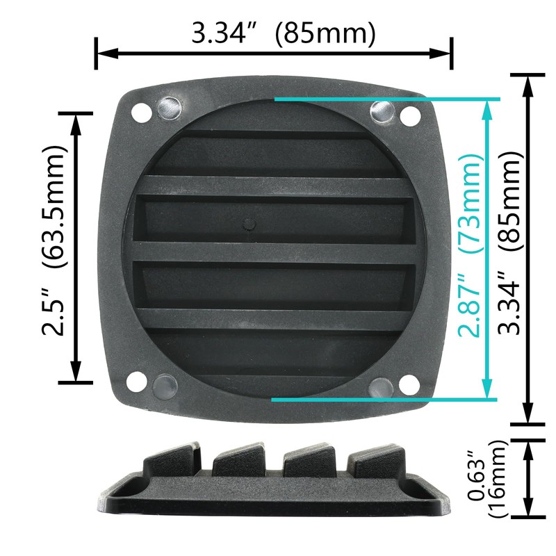LEQMG Nylon Louvered Thru Vent,Plastic Black Flush Marine Boat Vent,Free