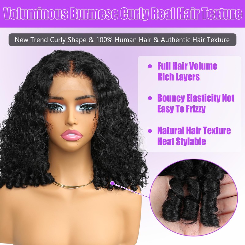 Burmese Curly Wig Pre-Plucked, Pre Bleached Tiny Knots Daily Wear