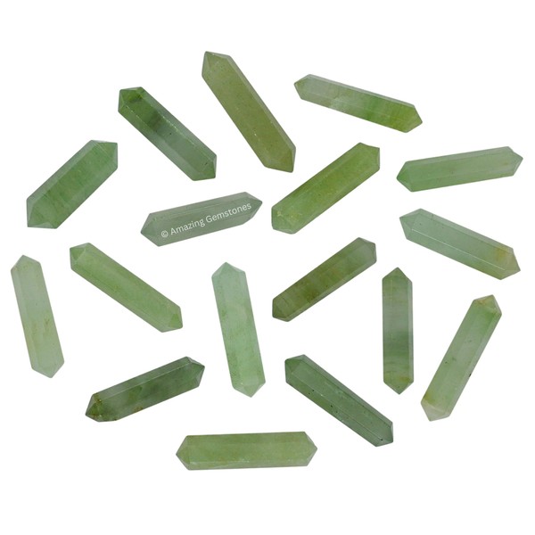 Green Aventurine Crystal Points Bulk Healing Crystals and Stones - Pack of 3 Double Terminated Healing Wand Point Bulk Crystals for Crafts, Crystal Grid, DIY Work - Premium Crystals for Beginners
