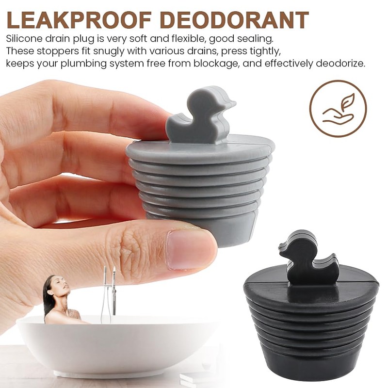 Bathtub Stopper, 2Pcs Silicone Tub Drain Plug with Cute Duck