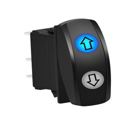 Arrows Up & Down Momentary Rocker Switch 7PIN DPDT (ON) Off (ON) Blue Led 3 Positions Waterproof for 12V Marine Boat Car Vehicles
