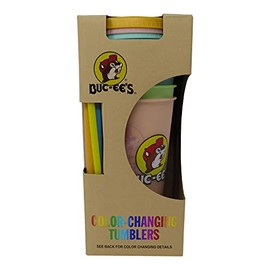 Buc-ee's Color Changing Tumblers, 5 Different Tumblers with Lids and Straws, Holds 25 Ounces Each