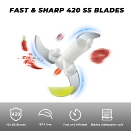 ZHANG XIAO QUAN SINCE 1628 Mini Manual Food Chopper Hand Pull String Vegetable Cutter Onions Garlic Chopper Portable Mincer for Garlic Ginger Herbs Nuts Durable Kitchen Food Processor 0.7 Cup(170ml)