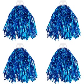 CREATCABIN 4 Pcs Cheerleading Pom Poms Cheerleader Pompoms Metallic Foil Pom Poms with Baton Handle for Sports Game Cheering Team Training Party Dance Stage Performance Celebration 11.02x4.72 Inch