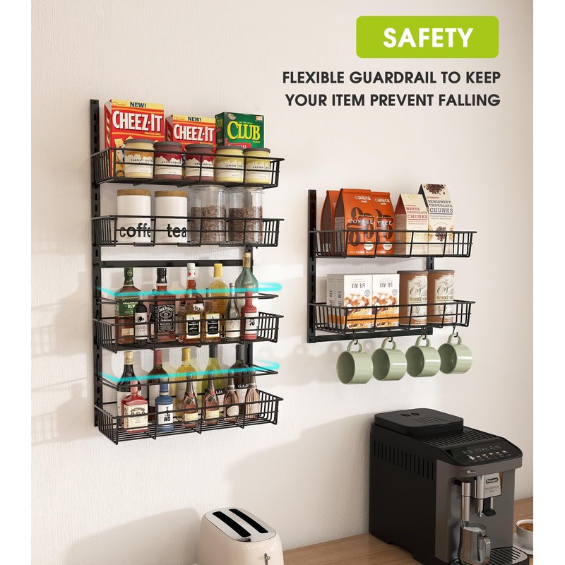 Mefirt Over The Door Pantry Organizer, Wall Mount Spice Rack,