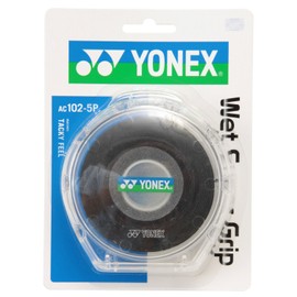 YONEX AC1025P Tennis & Badminton Grip Tape, Wet Super Grip, Case Included, Color: Black, Pack of 5 Rolls