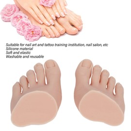 Nail Art Training Foot,1 Pair Silicone Foot Model,Fake Half Foot for Pedicure Practice,Soft Wear Silicone Practice Foot Pedicure Practice Silicone Foot Model (Medium