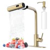 AVSIILE Brushed Gold Waterfall Kitchen Faucets with Pull Down Sprayer