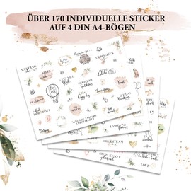 Sticker Wedding Guest Book - Sticker Vintage on 4 A4 Sheets for Guest Book Wedding - Sticker Photo Album - Loving Stickers Wedding - Sticker Love - Wedding Sticker Set Love