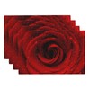 XALOGEER Floral Placemats Set of 4 Valentine Big Red Rose with Water Droplets Linen Washable Place Mats Rectangle Cloth Table Mat for Kitchen Wedding Romantic Night Anniversary Party, 12x18 inch