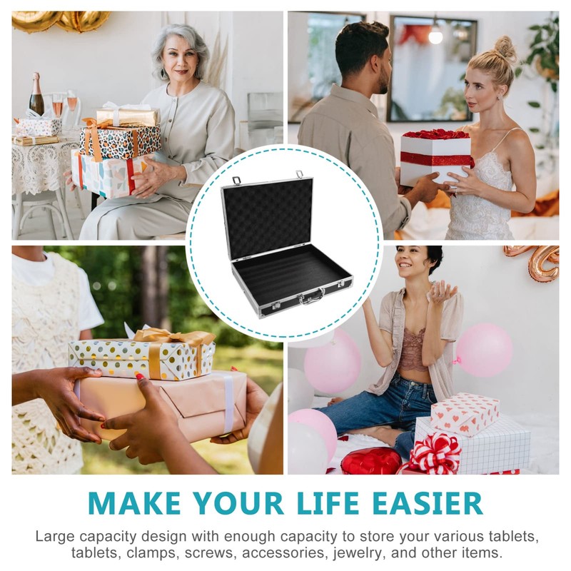 SUPVOX Aluminum Hard Case Briefcase Box Lockable Flight Case Portable