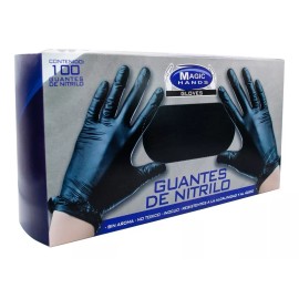 Magic Hands Guantes De Nitrilo 100 Pz Negro No Tóxico Tamaño Largo