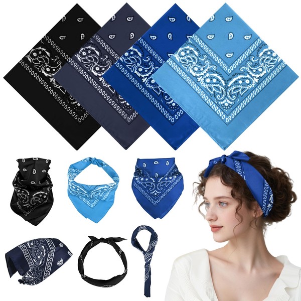 PLULON 4 Pack of Bandanas for Men Women, Paisley Pattern