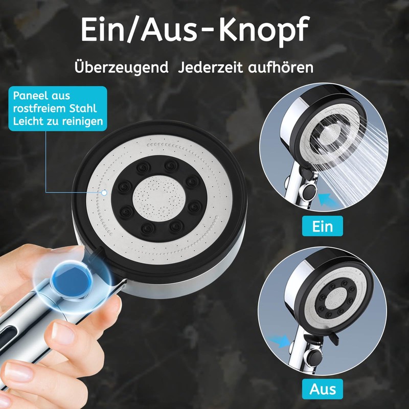 BECMai Duschkopf Filter mit schlauch, Hochdruck Duschkopf, Wassersparend Duschbrause Anti