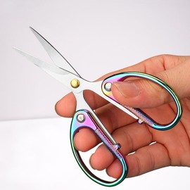 Aemoe 4.5" All Stainless Steel Embroidery Scissors for Sewing, Small Sharp Scissors Craft Shear for DIY Art Work Handicrafts Needlework Tool and Daily Use Silver