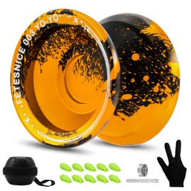 FETESNICE Yoyo Professional Responsive Yoyo for 8-12 Kids Beginner, Unresponsive Yoyo for Adults，Metal Trick Yo yo for Advanced Player，Pro Yo-yo with Yoyo Accessories（Black Gold）
