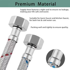 Faucet Supply Lines, 24 inch Faucet Hose Connector, Bathroom Kitchen Faucet Lines Braided Nylon Sink Hose,cUPC Faucet Supply Lines 3/8" Female Compression Thread 2Pcs (1 Pair)