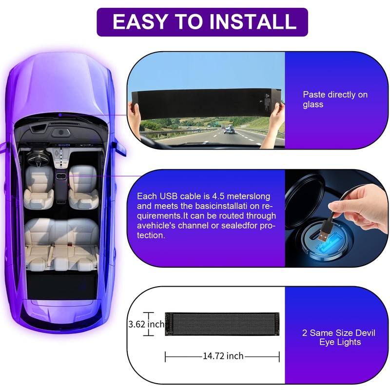 Devil Eyes Light for Cars (2-Pack) – 15''x4'' Dual LED