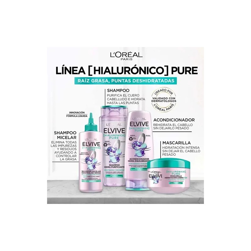 Shampoo Elvive Hialurónico Pure 680 Ml