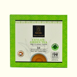 Ceylonzon Premium Ceylon Green Tea Classic Taste 50 Individually Foil-Wrapped Tea Bags, Fresh Rich Flavor of Natural Green Tea Leaves 80g