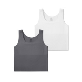 SALIA GIRL Training Starter Bras for Kids 7-12 Seamless Bras Tank Sports Bra 8-10 No Pads, Double Layer on Chest, Large Dark Gray/White