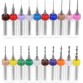 KEWAYO 20pcs PCB Drill Bits Set Spiral Flute Carbide 0.1mm-2.0mm Micro Drill Bits 1/8" Shank for Print Circuit Board Stone Dremel Jewelry CNC Punching Engraving