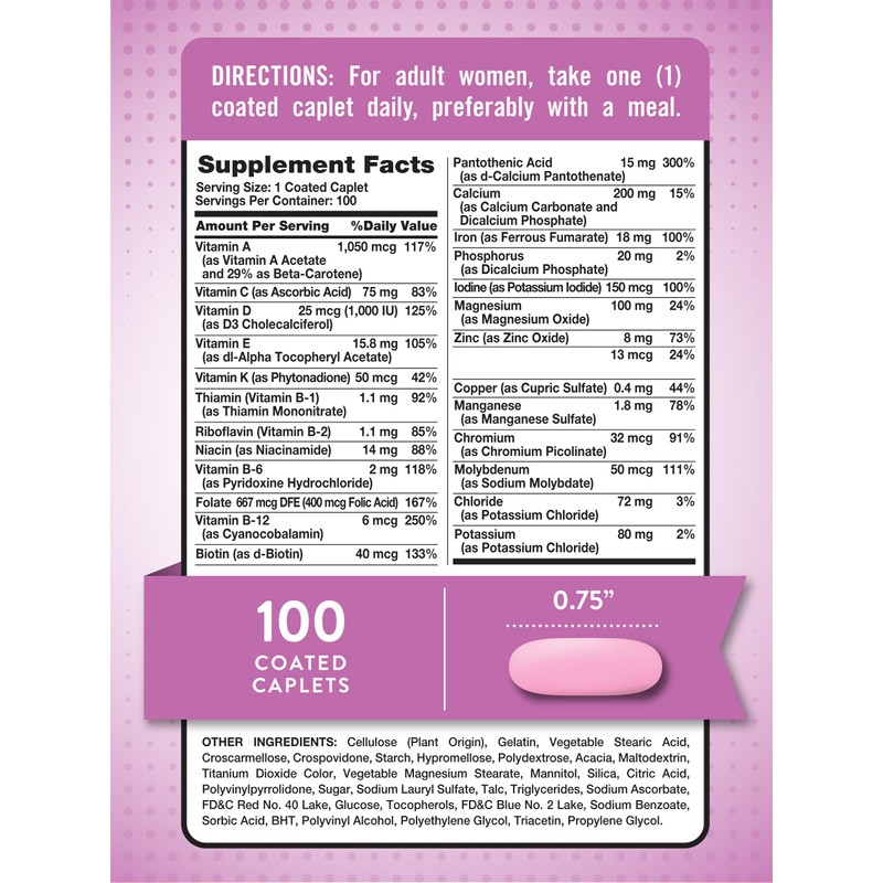 Nature's Truth Multivitamin for Women with Iron | 100 Pills