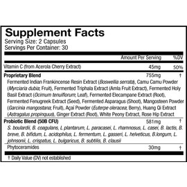 Codeage Skin Probiotics + Prebiotics - Skin Care Routine Supplement - 50 Billion CFU - Ayurvedic Botanical Herbs - Face Probiotics - Shelf Stable Cleanser, Non-GMO, Vegan - 60 Capsules