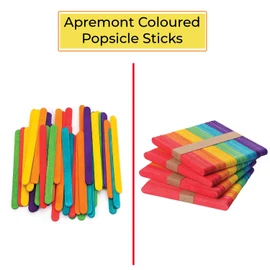 Apremont 200 pcs Colored Wooden Craft Sticks, Popsicle Stick, Arts and Crafts, Best for DIY Games Making, Building Designs or Kids Education, 4.5 inch Long (4.5 Inches, Mixed Colors)