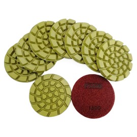 DT-DIATOOL 9 x Grit 1500 Diamond Polishing Pads with Resin Bond for Concrete Cement Terrazzo Flooring 4" Diameter 100mm