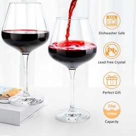 Crystal Red Wine Glasses Set of 4 – 16 oz Elegant Long Stem Wine Glasses in Gift Box, Premium Glassware for Wedding, Anniversary, Birthday Gifts