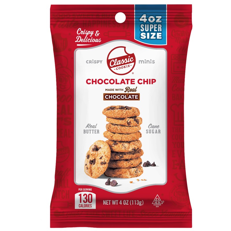 Classic Cookie, Crispy Mini Cookies, Chocolate Chip 4oz Bags, 24