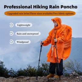 Hooded Rain Poncho for Adult With Belts, Reusable Raincoats Lightweight Waterproof Survival Emergency Rain Coat Jacket With Drawstring Hood Rain Gear for Men And Women