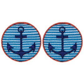 Ranger Return Set 2 of Small Cute Mini Anchor Marine Nautical Sailor Naval Tiny Sew Iron on Embroidered Patches (Anchor-O-BL-MINI2)