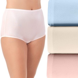 Vanity Fair Women's Perfectly Yours High Waisted Brief Panties, Nylon-(Pack of 3) Pink/Blue/Candleglow, 9