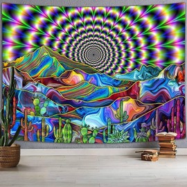 G-LIKE Tapestry Wall Towel UV Reactive Wall Hanging - 3D Digital Printed Colourful Decorative Fabric Decoration for Living Room Bedroom Party Holiday