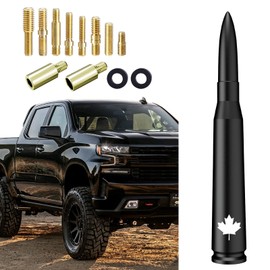 Canada Design Car Truck Bullet Antenna, Universal Short Replacement for GM Chevy Silverado GMC Sierra Dodge Ram 1500 2500 3500 Ford F150 F250 F350 Super Duty Raptor Truck Accessories, Matte Black