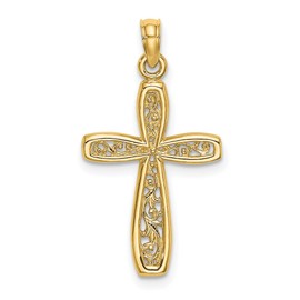 IceCarats 14K Solid Yellow Gold Latin Mexican Holy Cross Antique Filigree Necklace Religious Chain Pendant Jesus Christ Charm 25mm x 15mm Only