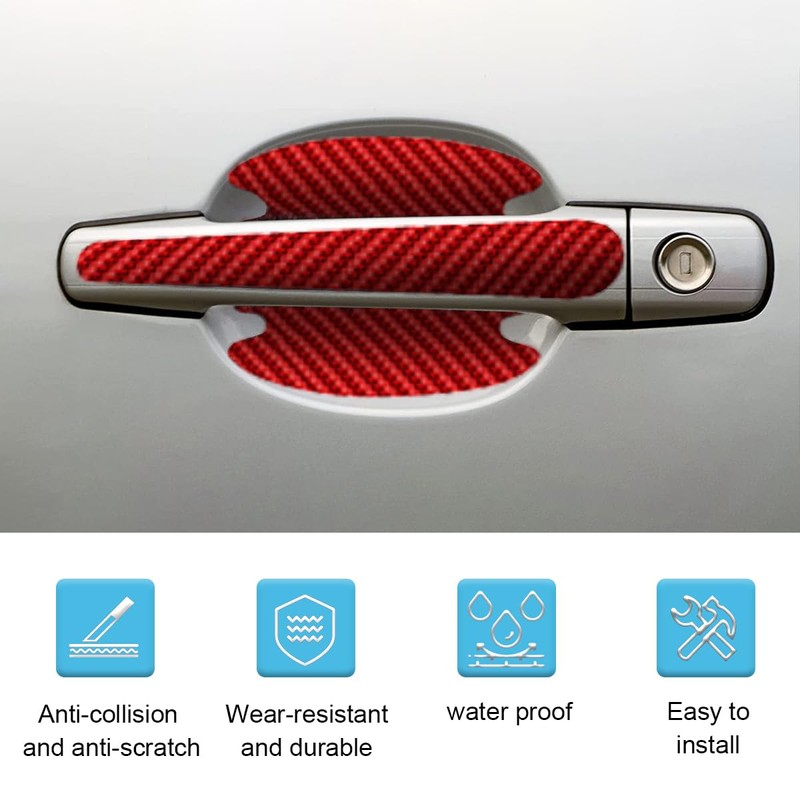 GLSOWEE 8PCS Carbon Fiber Car Door Handle Cup Scratch Protectors,