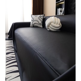 vctops Waterproof Thick PU Leather Sofa Covers for Sectional Sofa Luxury Couch Cover for Dogs Loveseat Covers Futon Cover L Shaped Cover Wipeable Couch Protector (Black,71"x102")