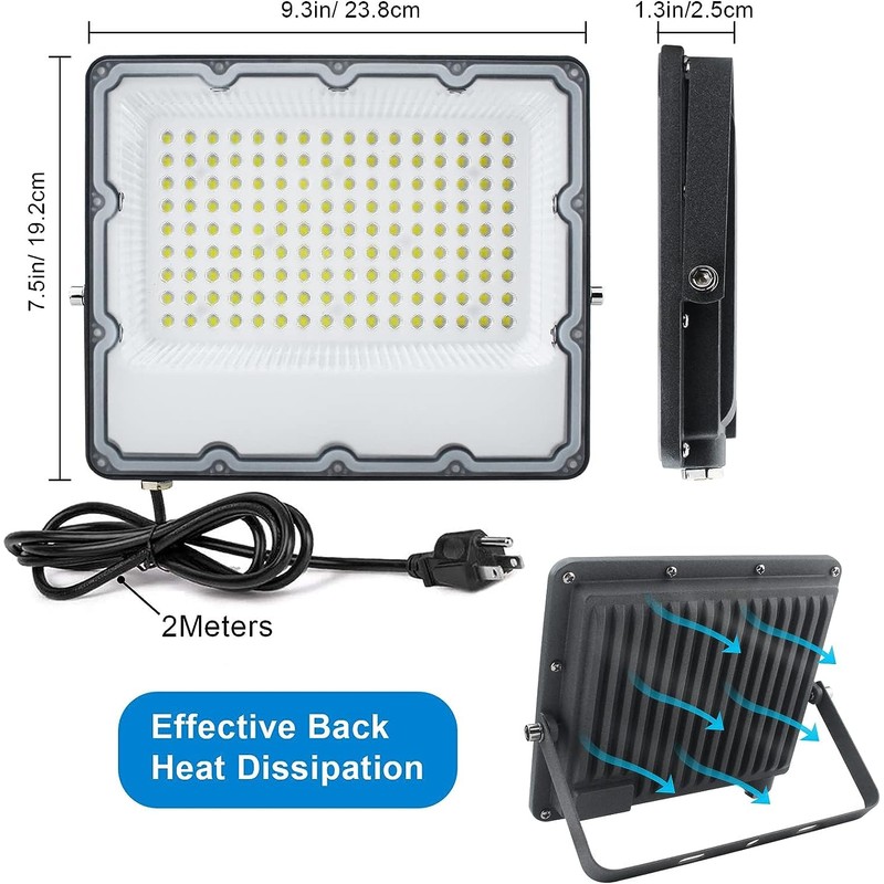 150W LED Flood Lights Plug in, Outdoor Security Lighting Fixtures