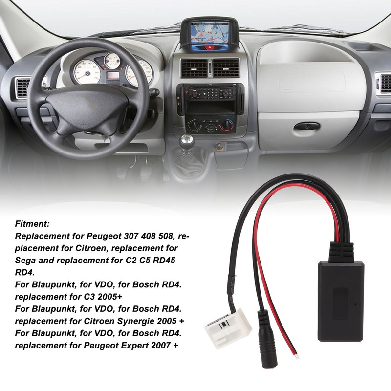 12 Pin AUX Adapter Hands Free Microphone Kit Wireless Bluetooth