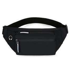 Wavefind Black Fanny Pack Belt Bag Adjustable Crossbody Shoulder Bag Women Men Waist Bag Zippered Pockets Travel Sport Running Cycling Hiking Carrying Phones Mini Bags