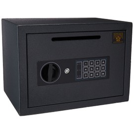 Drop Safe - Digital Safe Compact Steel Money Security Box with Keypad - Deposit Cash Easily – For Home or Business by Paragon Safe - Black